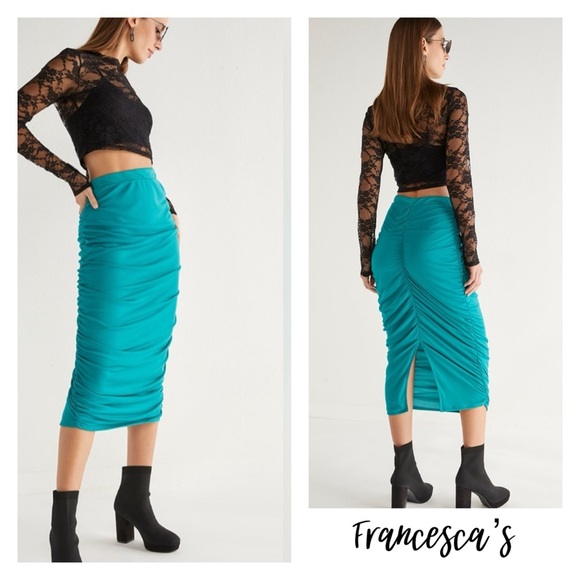New Francesca’s Patricia Draping Tube Midi Skirt - Picture 1 of 6